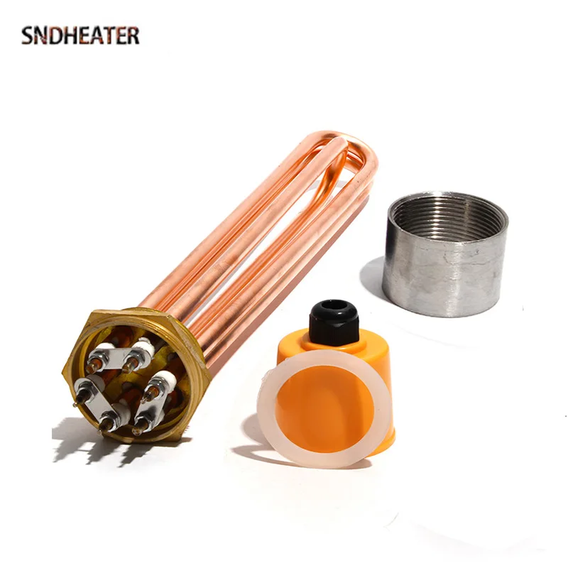 SNDHEATER 2Inches Thread Copper Water Heating Element 3KW 4.5KW 6KW 9KW 12KW DN50 Anti Corrosion Boiler Tube for RV Trailer Bath