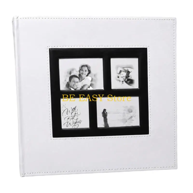 E28F Photo Album with PU Cover, 600-Photo Capacity, Insert Sleeves, and Four Cover Displays for Photograph Storage and Viewing