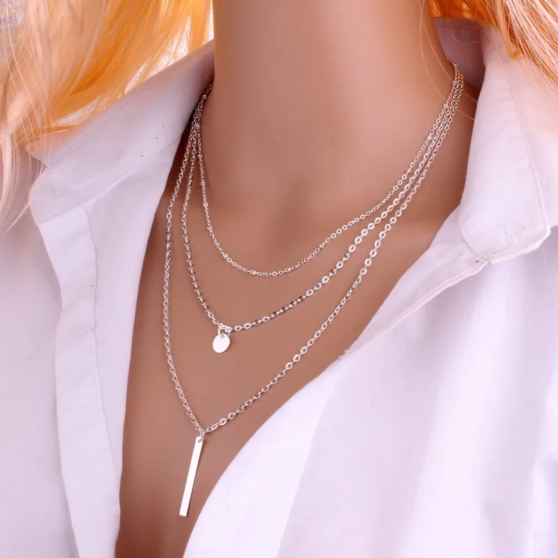 Multilayer Necklace 3 Layered Chain Necklaces & Pendant Women Gold Color Choker Necklaces  3 Layer Chain Jewelry New