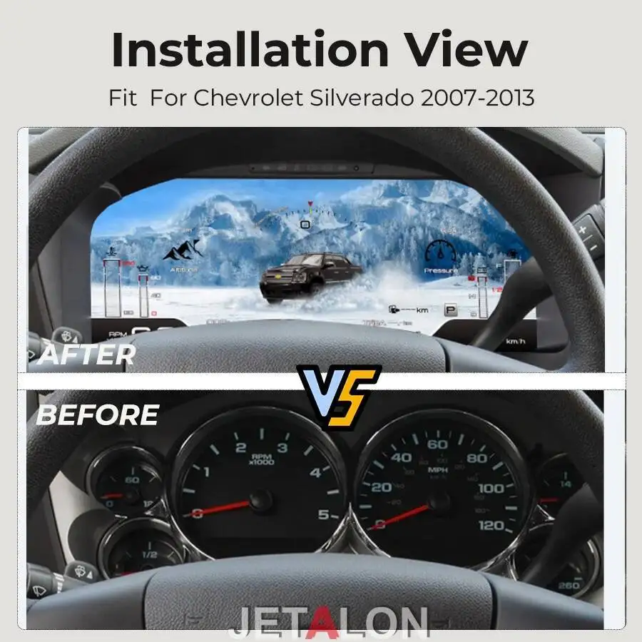 Tachometer Odometer LCD Dashboard Panel For Chevrolet Silverado Tahoe 2007-2013 Digital Instrument Virtual Cockpit Speedometer