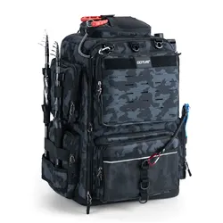 Goture 55*36*28cm Multifunctional Fishing Backpack Tackle Bag with Rod Holders Fish Equipment Storage Camping Outdoor Sports Bag
