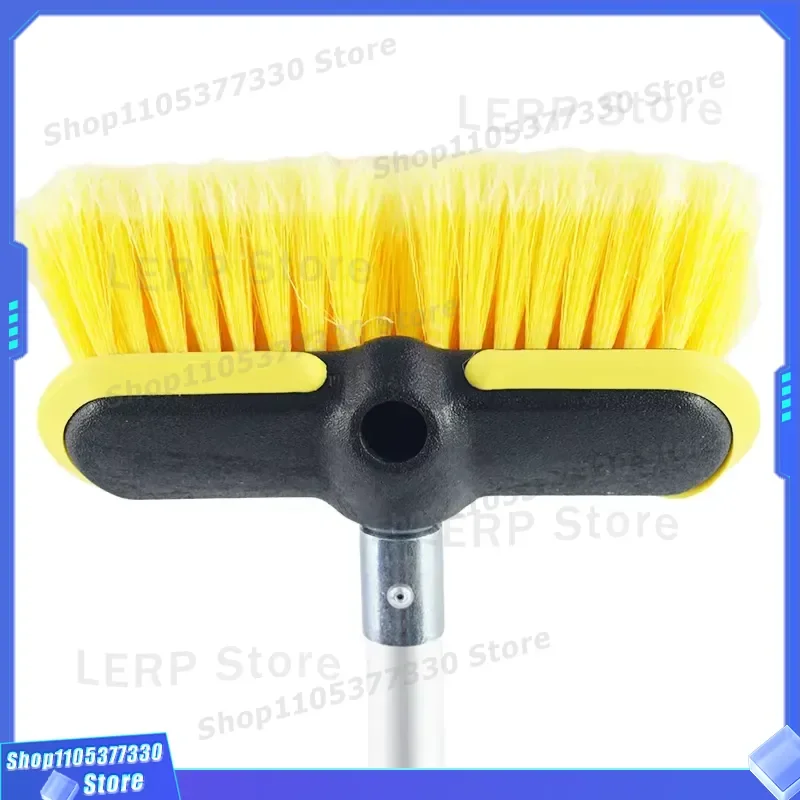 8 Inch Retractable Car Wash Brush with Soft Bristles Long Handle Water Flow Cleaning Tool for Vehicle Exterior Maintenance