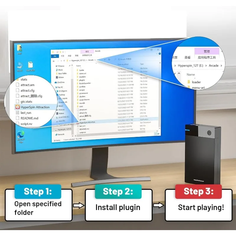 محرك الأقراص الصلبة للألعاب الرجعية سعة 12 تيرابايت مع 96000+ ألعاب كلاسيكية، متوافق مع أكثر من 400 محاكيات، ألعاب 6000+3D، محرك الأقراص الصلبة المحمول للألعاب #5