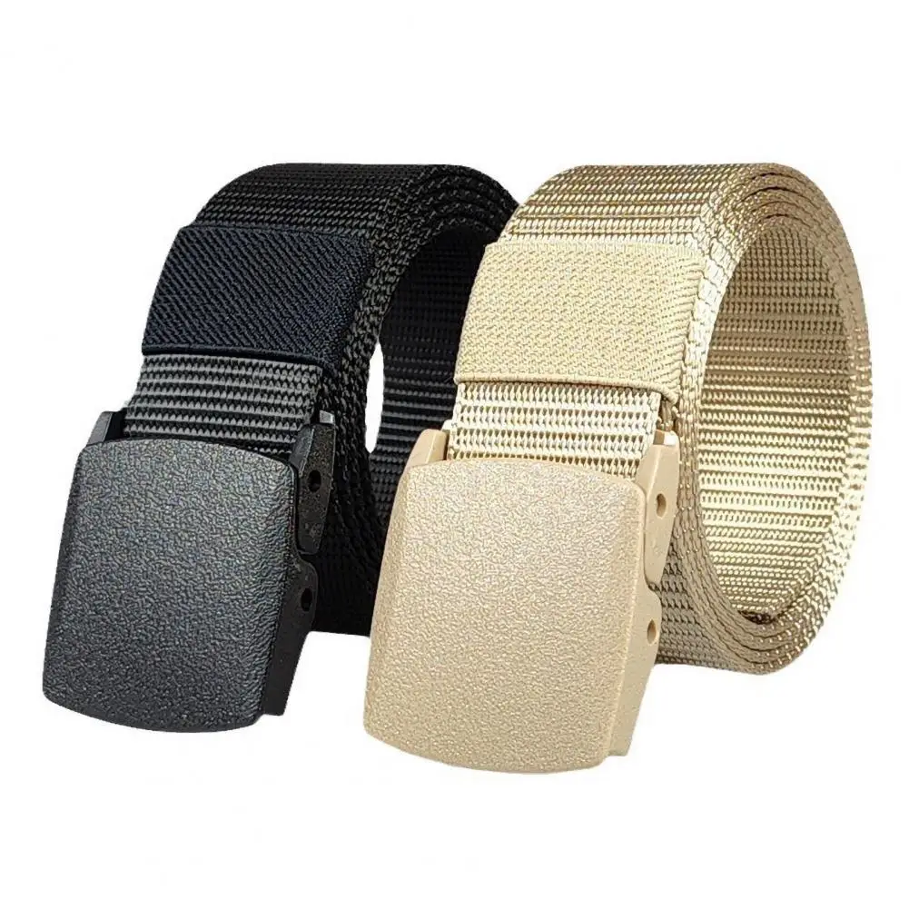 Metal-free Nylon Belt Men Weaving Strap Holeless Adjustable Design Waistband Hiking Running Firefighter Belt Costume Accessories