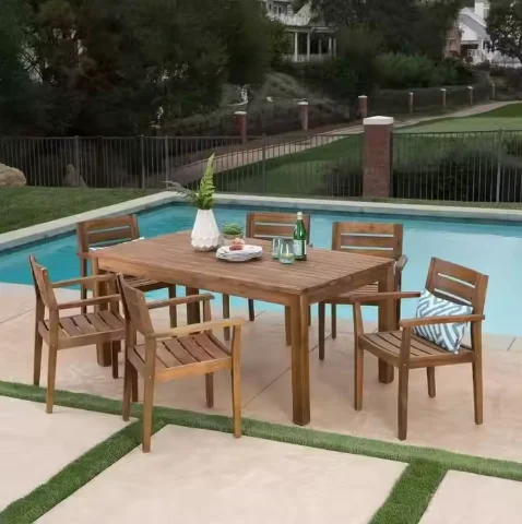 I  Well Beauty Morden low price New Arrival Outside Wooden Furniture Resort Garden Restaurant Dining Wood Patio Outdoor Table