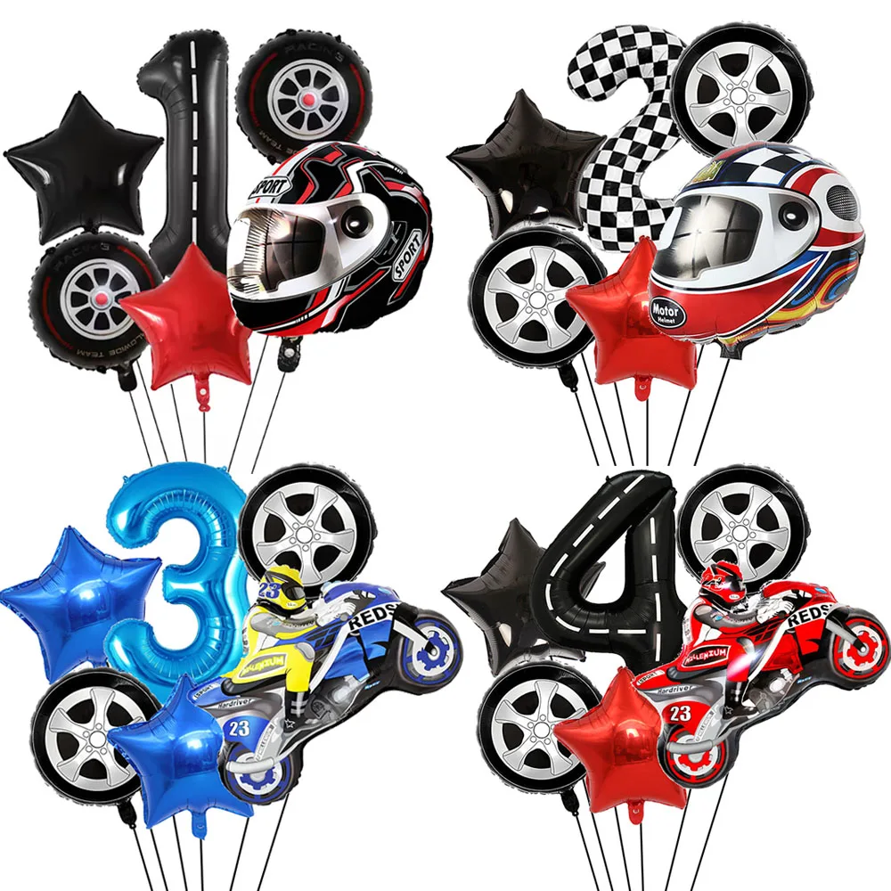 Racing Motorcycle Balloon Set Dirt Bike Birthday Digital Balloon Boy Birthday Party Supplies Motocross Racing Car Party Decors
