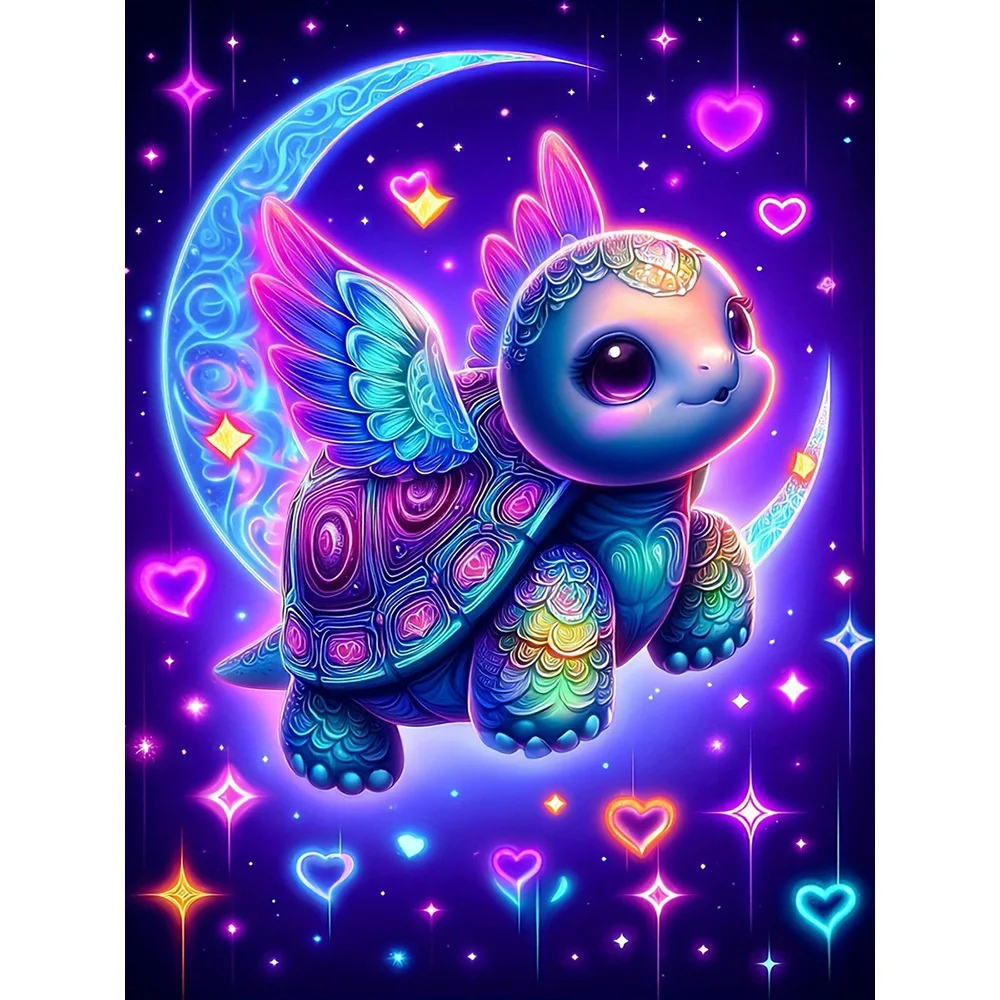 EverShine DIY Diamant-Mosaik Schildkröte Mond Stickerei Schildkrötenflügel Voll-Diamant-Malerei-Set Cartoon-Tier Heimdekoration