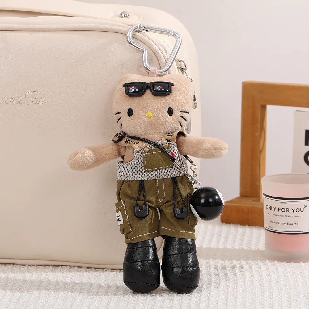 Hello Kitty lange benen pluche pop hanger schattig gradiënt blauw pluizig speelgoed sleutelhanger meisje rugzak decoratie cadeau