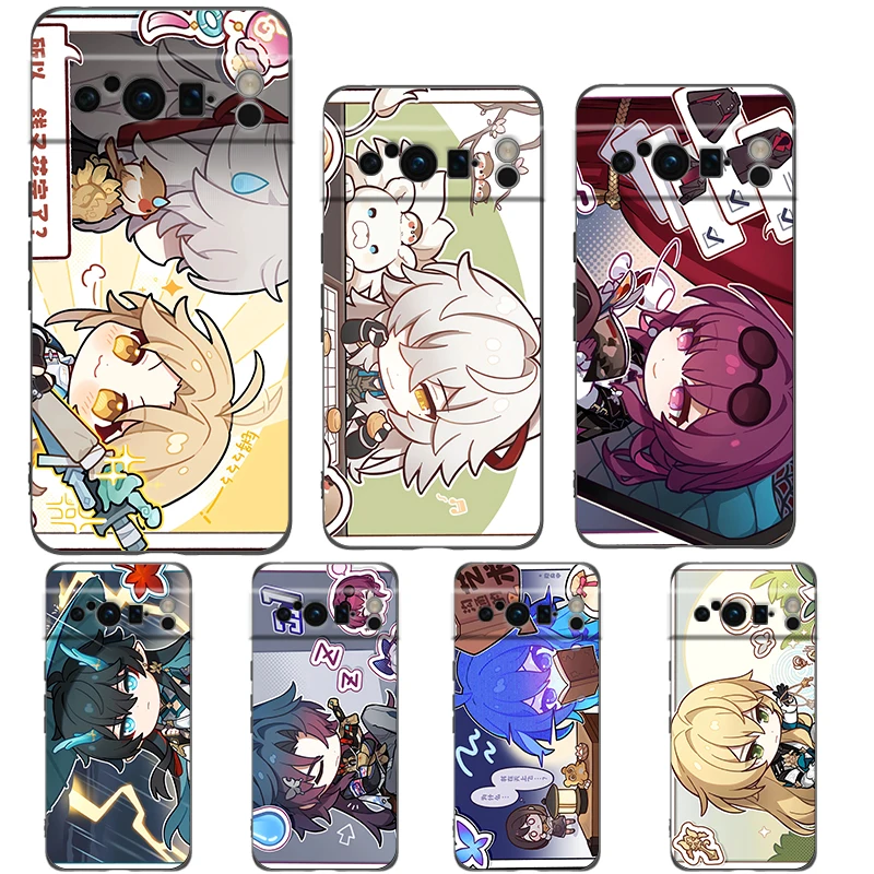 Game Honkai Star Rail Anime Phone Case For Google Pixel 8 7 6 Pro 6A 7A 5G Soft Silicone Shockproof TPU Black Cover TPU Fundas