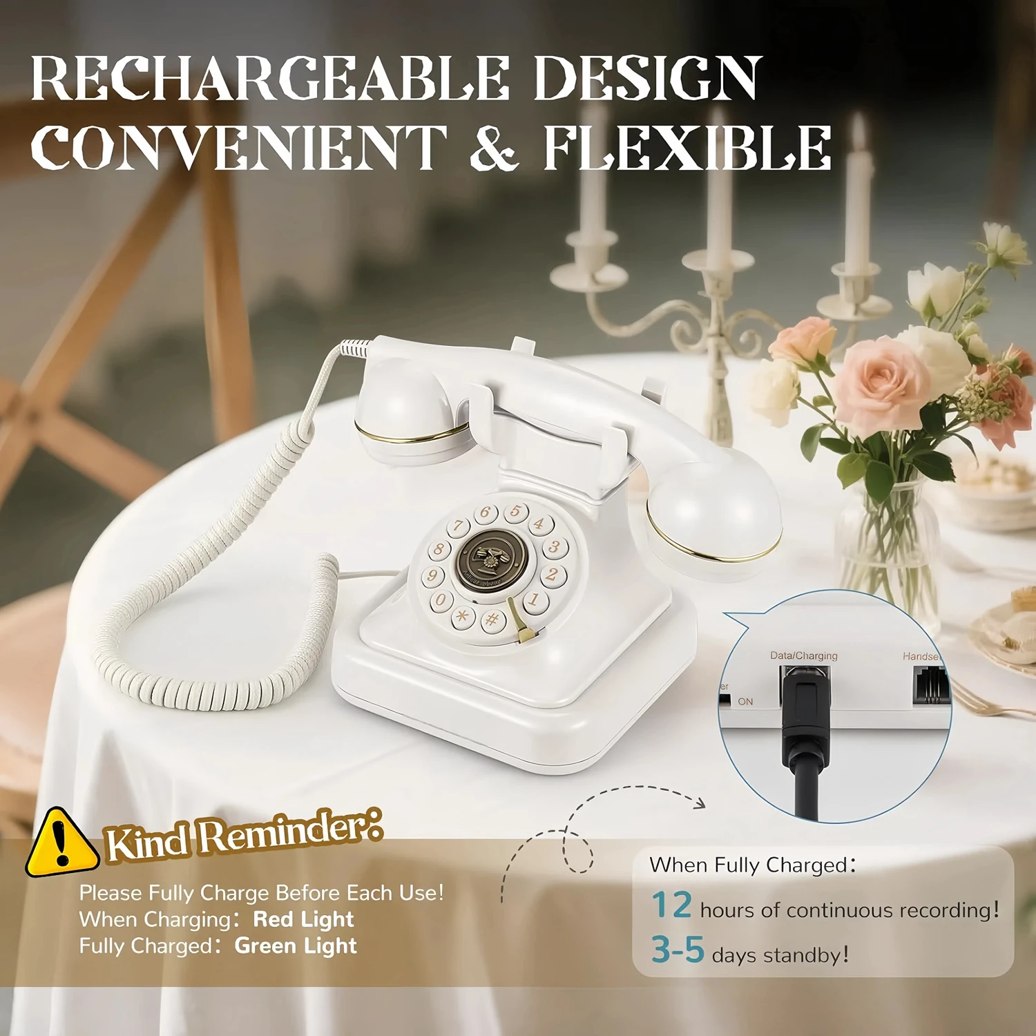 Retro Audio Message Book Telephone Wedding Guest Voice Sign-In Book Banquet-Exclusive Classic Blessing Recording Phone Gift