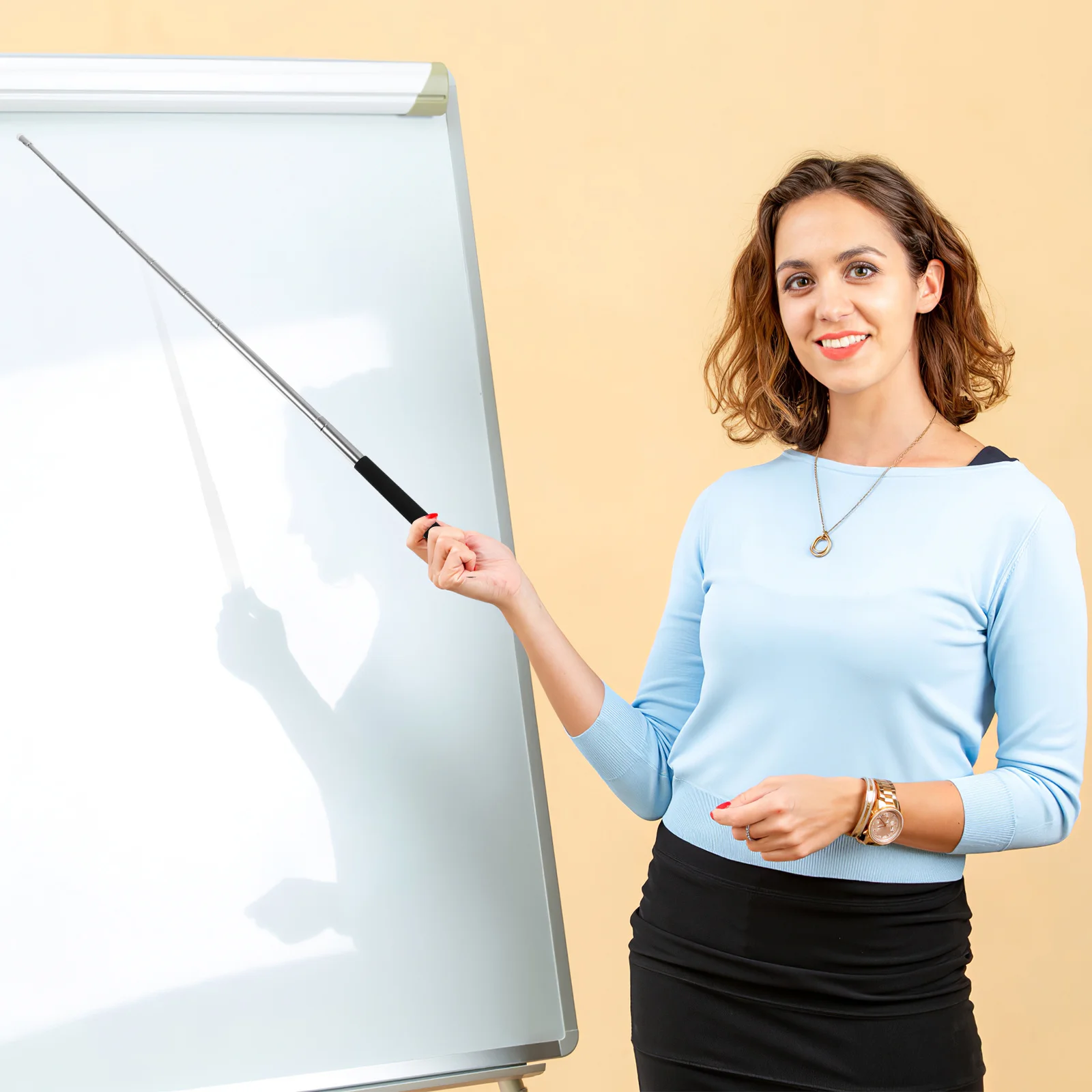 

Whiteboard Pointer Extendable Telescopic Retractable Handheld Presenter For Classroom Black Teaching Equipment