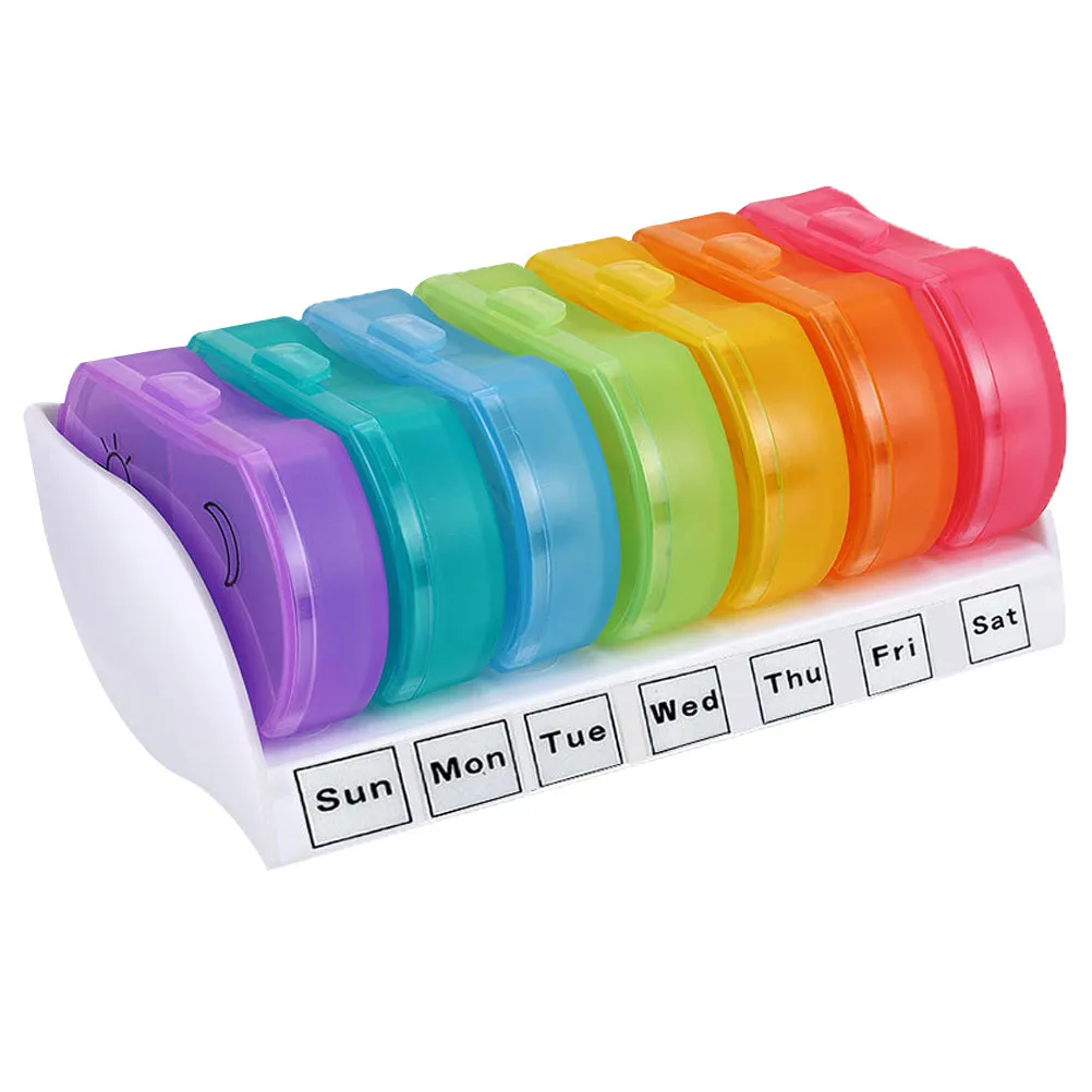 7Pcs Weekly Pill Storage Box Mini Portable Organizer Colorful Medicine Container Dustproof Moisture Proof Impact Resistant Case