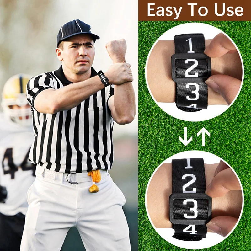 8 PCS Football Referee Gear- Football Numbered Wrist Down Indicator Black Polyester For Head Linesman Umpire Equipment