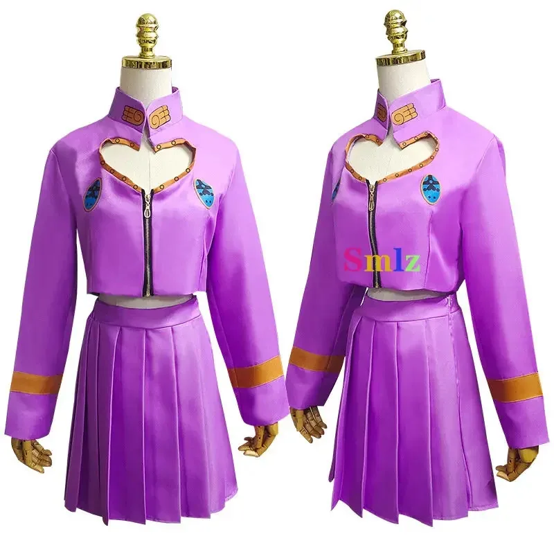

CyBizarre Adventure Cosplay Anime JoJo's Costume Outfits Giorno Giovanna Cosplay Violet Love Top Skirt Set