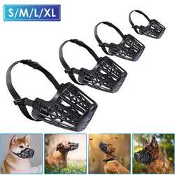 Pet Mouth Cover Dog Muzzle Platic Mesh Covered Mouth Guard For Dogs Adjustable Mouth Muzzle Anti-bite Small Medium Large Dogs