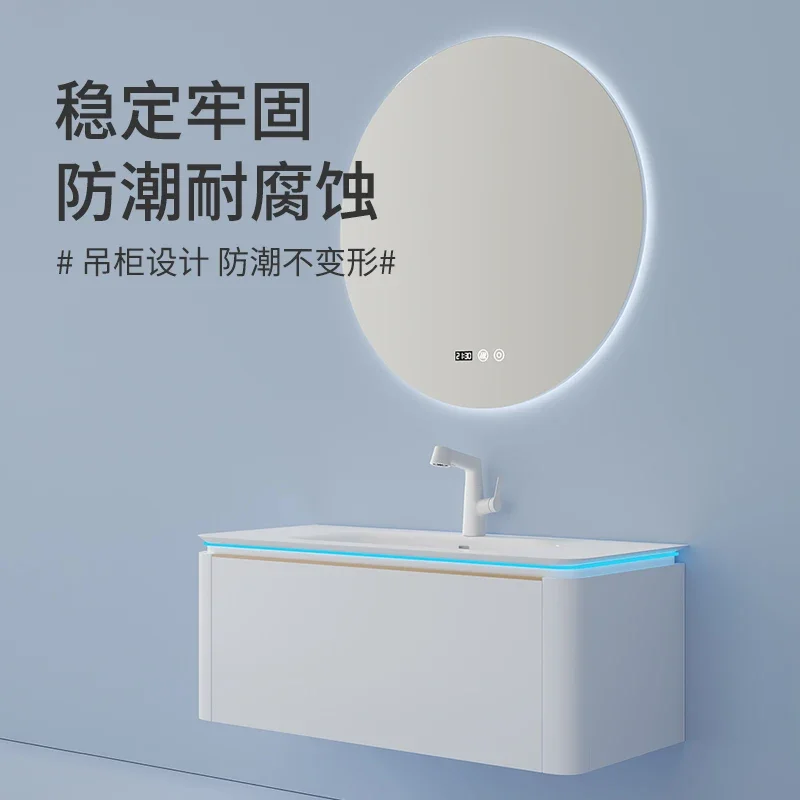 

Шкаф для ванной комнаты, керамическая цельная раковина, современный минималистичный стол для ванной комнаты, шкаф для умывальника для мытья рук