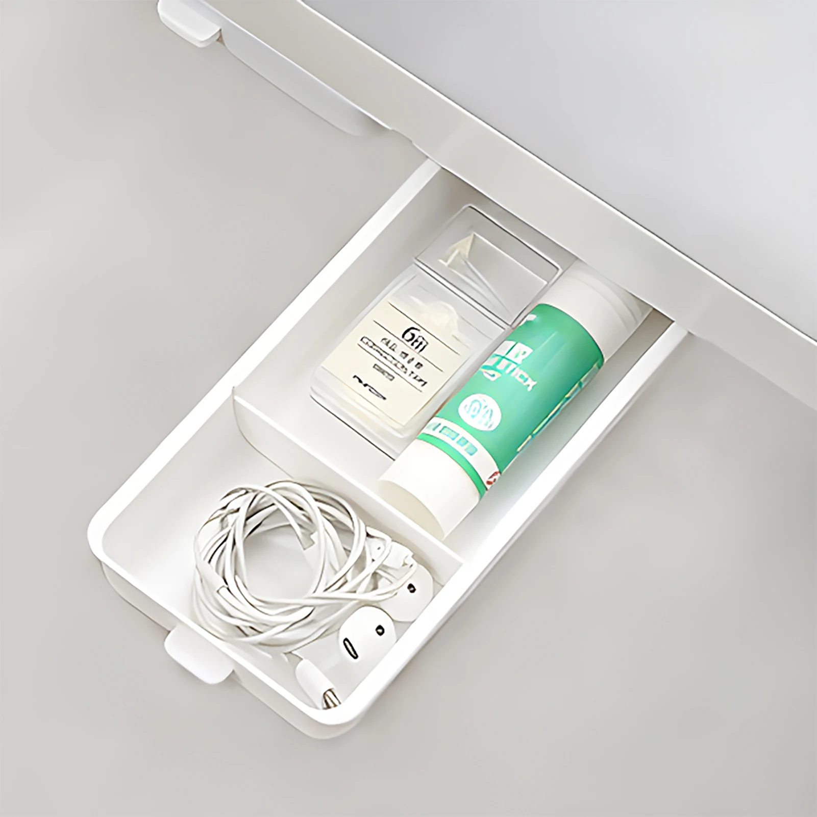 Under Desk Drawer Organizer Invisible Storage Box Self-Adhesive Stationary Container Bedroom Desk Sundry Organizer Makeup Holder