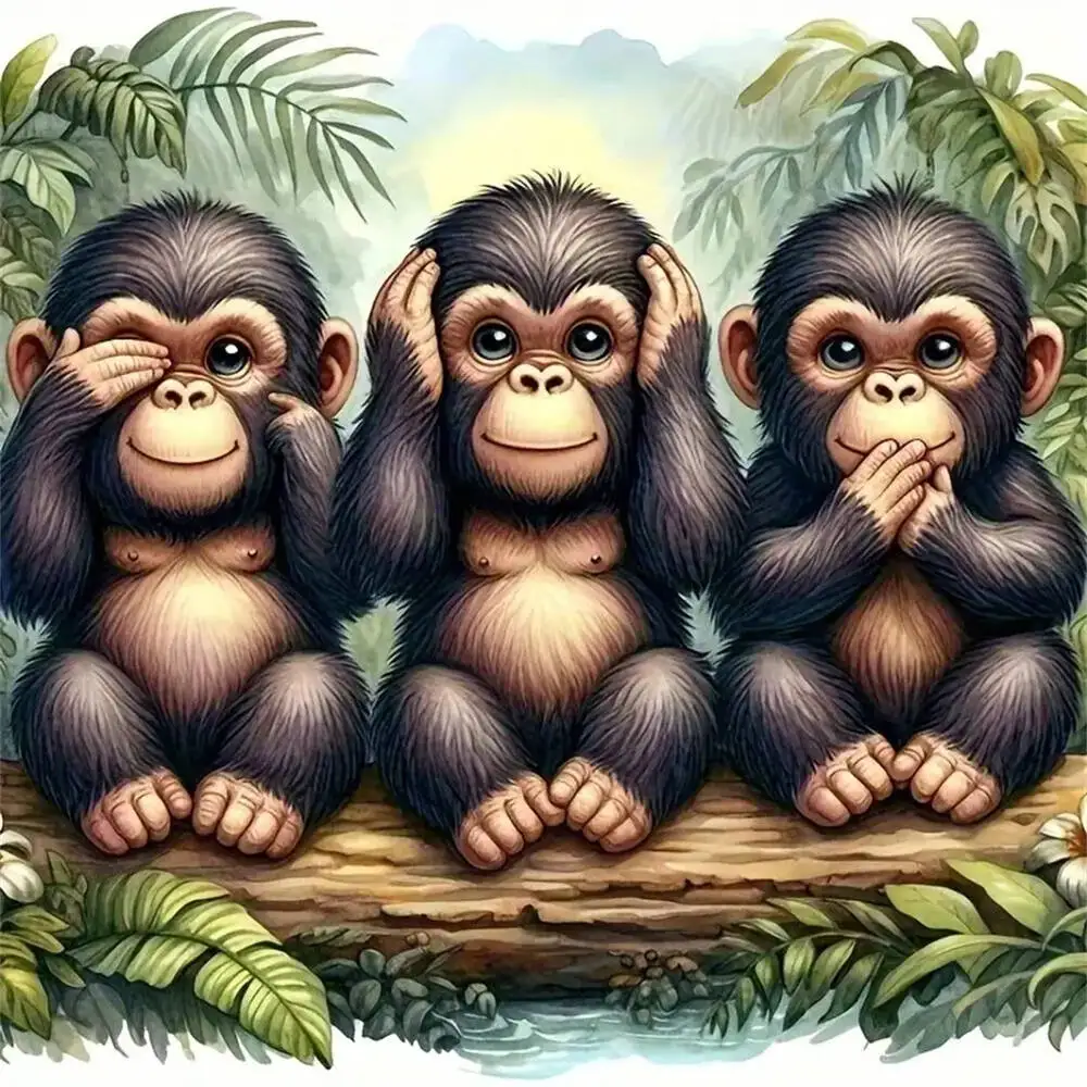 Yeni Varış DIY Elmas Nakış Maymun Hayvan Boyama Karikatür Çapraz Dikiş Mozaik Zanaat Seti Çocuk Hobi