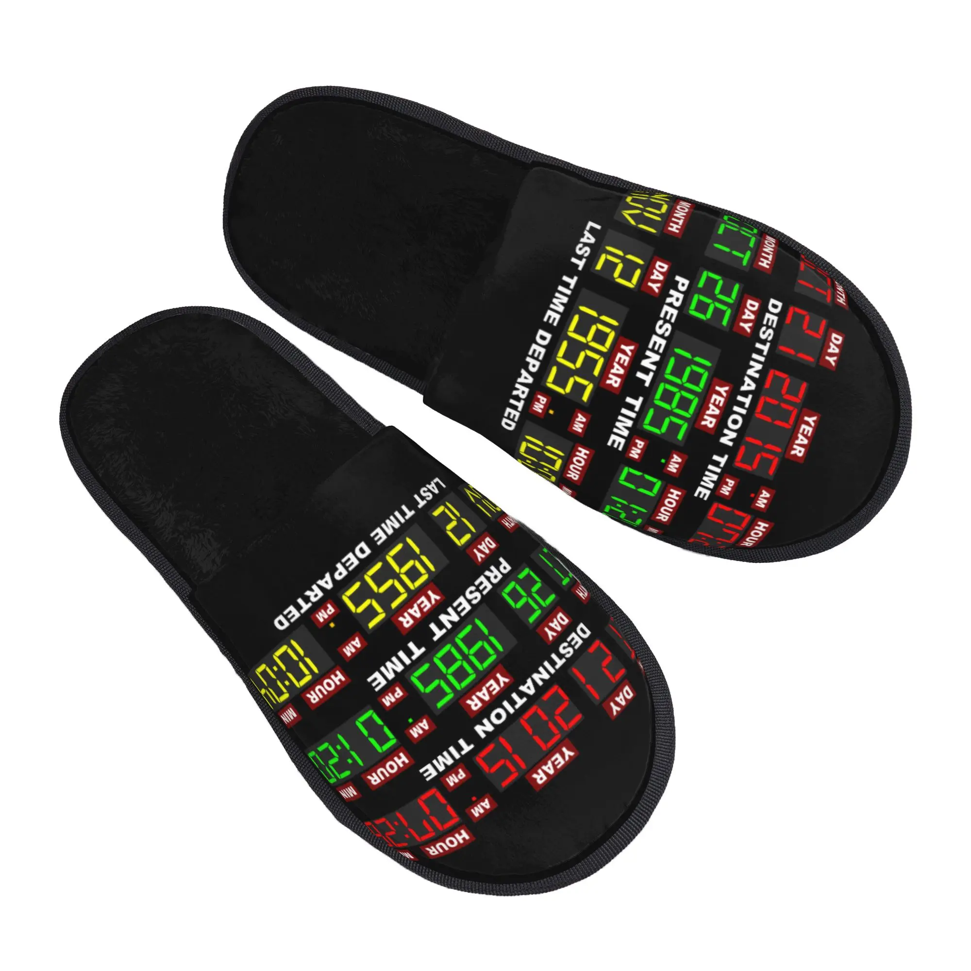 Chaussons d'intérieur douillets et antidérapants pour femmes et hommes, motif Time Circuits, pour couple, famille, chambre, dortoir, hiver, spa, Back To The Future
