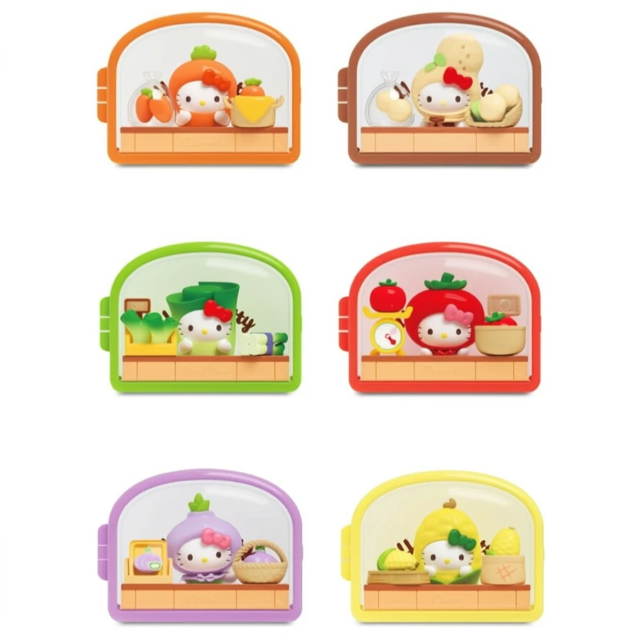 Sanrio Hello Kitty Fresh Veggie Shop Blind Box Official Kawaii Micro Scene Cartoon Figure for Desk Decor Gift Collectible Toy view 2