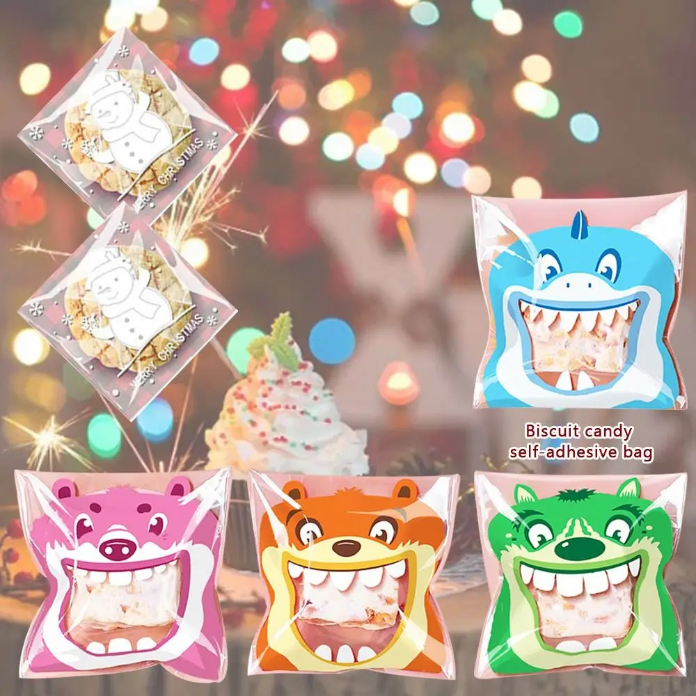 Creative Mixed Pattern Self Adhesive Bag 10*10cm+3cm 7*7+3cm OPP Self-sealing 14*14+3cm Snack Packaging Pouch Xmas Decoration