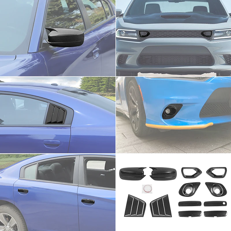 Carbon Fiber Pattern Car Exterior Trim Kit For Dodge Charger 2015 Up Decoration Cover Car Exterior Accessories