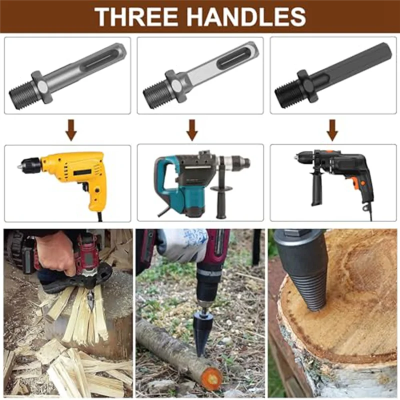12 Buah Sekrup Bor Listrik Tugas Berat Kokoh Pemisah Kayu Bakar Log Cepat, untuk Bor Listrik