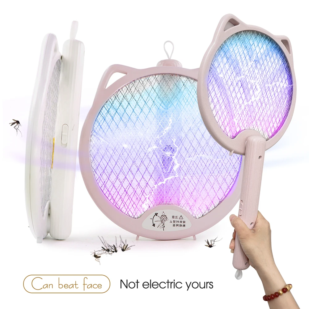 

3000 Volts Smart Rechargeable Electric Fly Swatter Racket Bug Zapper Mosquito Zapper Home Garden Insect Killer Racket Against