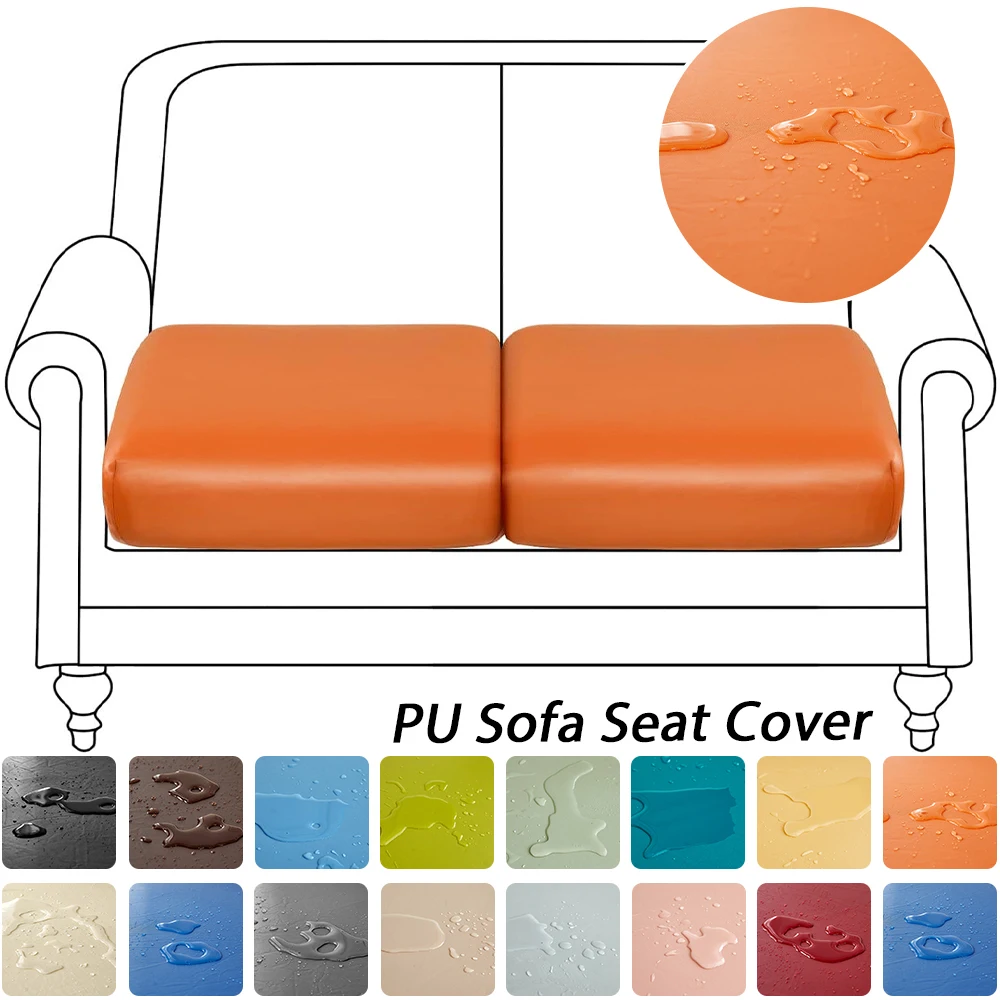 PU Leather Couch Cushion Sofa Covers Waterproof Stretch Couch Seat Slipcovers for Banquet Living Room Couch Furniture Protector