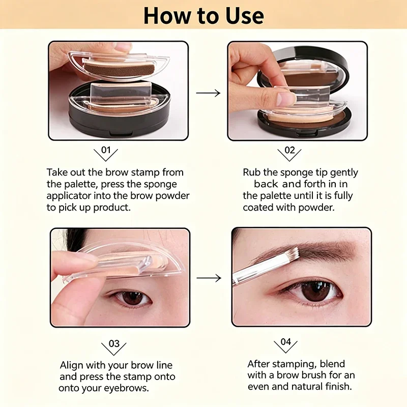 Augenbrauen-Puderstempel, natürliche, gebogene Form, für schnelles Augenbrauen-Make-up, wasserfeste Puderpalette für Augenbrauen, Augenbrauen-Tönung, Make-up-Werkzeug. – Detail 10