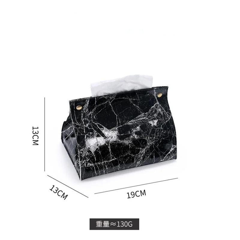 Chic Tissue Case Box Container PU Leather Marble Pattern Home Car Towel Napkin Papers Dispenser Holder   Table Decoration