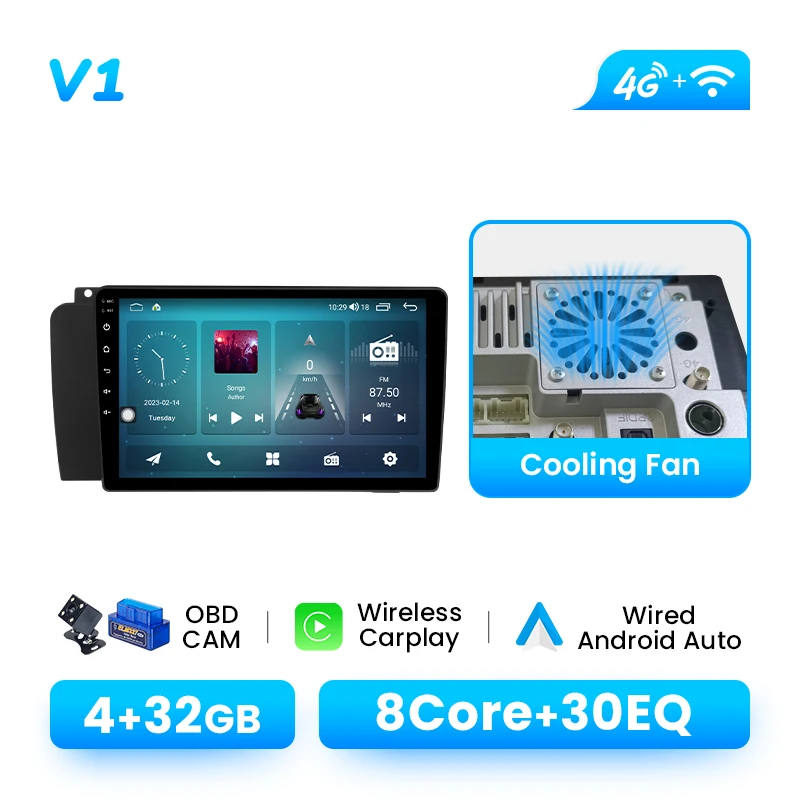 Draadloze Carplay Autoradio Speler Voor Volvo XC70 V70 S60 2000-2009 Android 14 GPS Navigatie DSP AI Voice multimedia RDS
