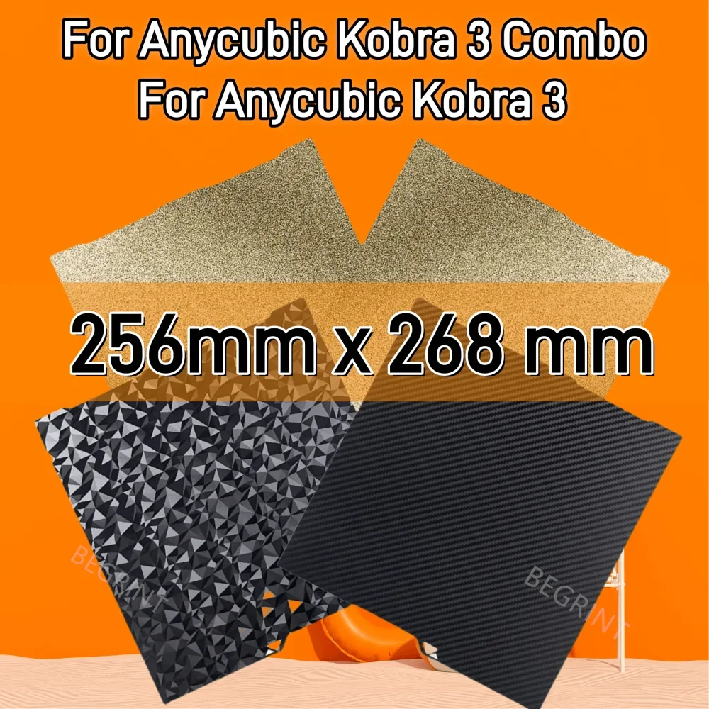 

Kobra 3 PEI лист для Anycubic Kobra 3 комбинированная сборная пластина 256x268 мм двухсторонняя печать пружинный стальной лист детали для 3D принтера кровать