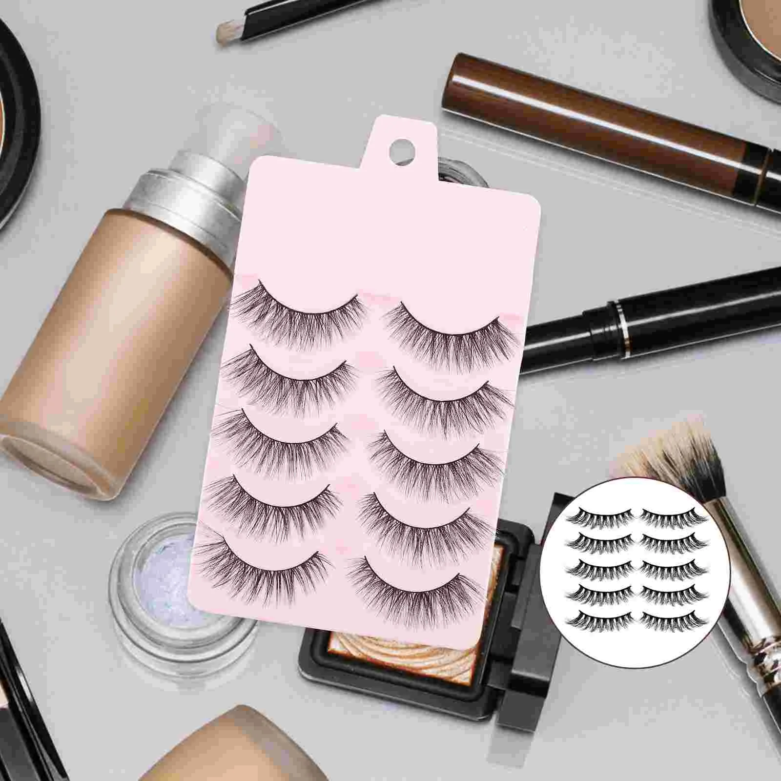 Faux cils naturels épais faits à la main pour femmes, accessoires de maquillage, 5 paires