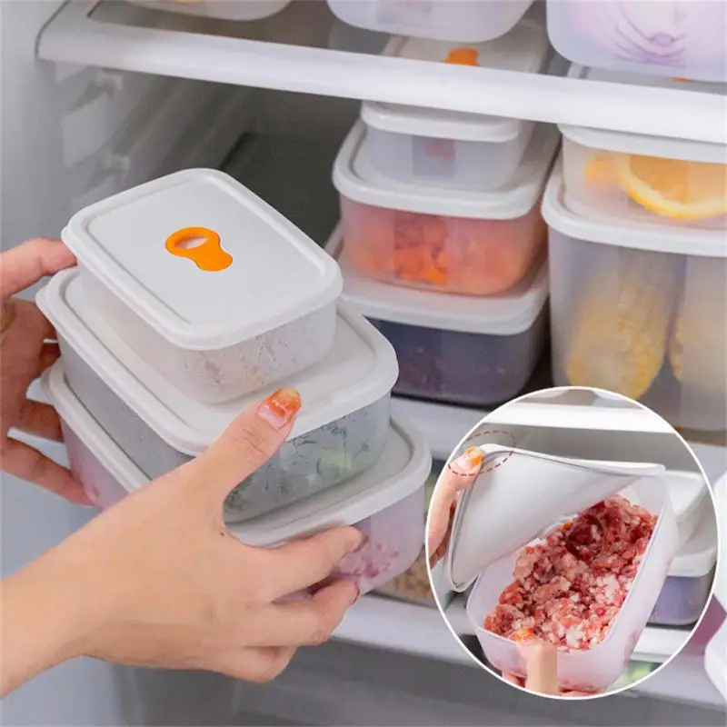 

Storage Box Fridge Organizer Refrigerator Food Fresh-keeping Clear Plastic Box Sets Microwave Heating Lunch Kitchen Organizer