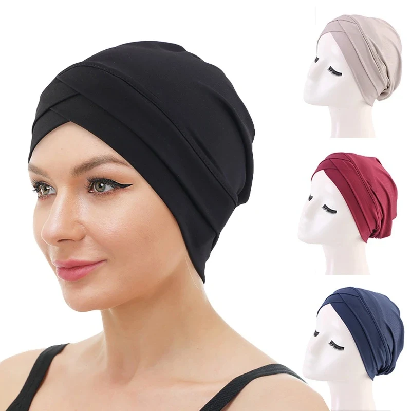 

Cross Underscarf Women Muslim Turban Cap Islamic Inner Hijab Head Wrap Chemo Bandana Head Scarf Bonnet Hat Hair Loss Headwear