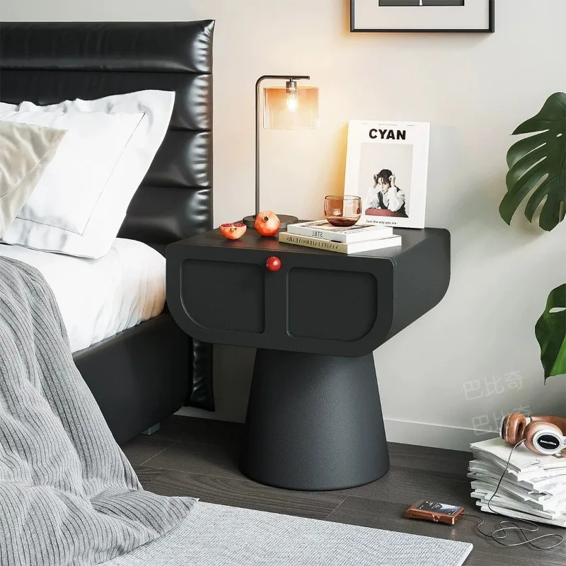 Italian light luxury solid wood bedside table, home bedroom creative storage side cabinet minimalist niche design cabinet