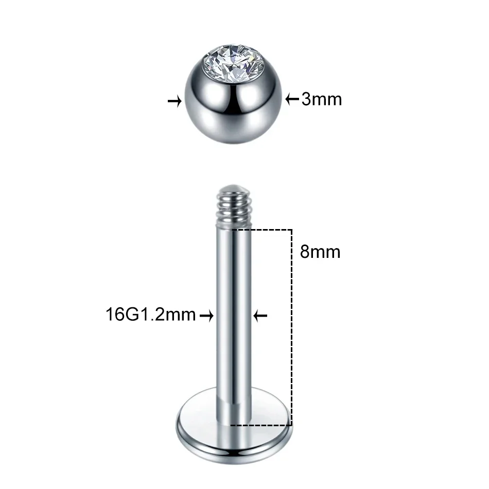 40Pcs/set 316L Stainless Steel Labret Piercing Jewelry, Lip Rings Nose Rings Nose Studs Cartilage Tragus Conch Earring Studs