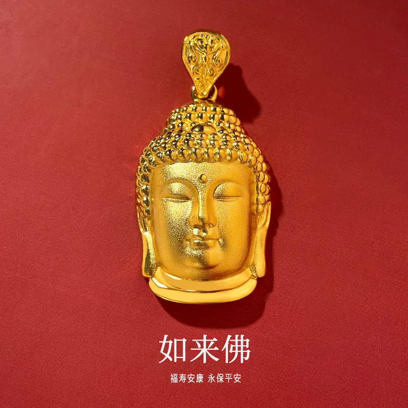 

Gold Shop Same Style 9999 24K Real Gold Men's and Women's Gold Necklace Pendant Tathagata Buddha Pendant Luxury Gift Beautiful J