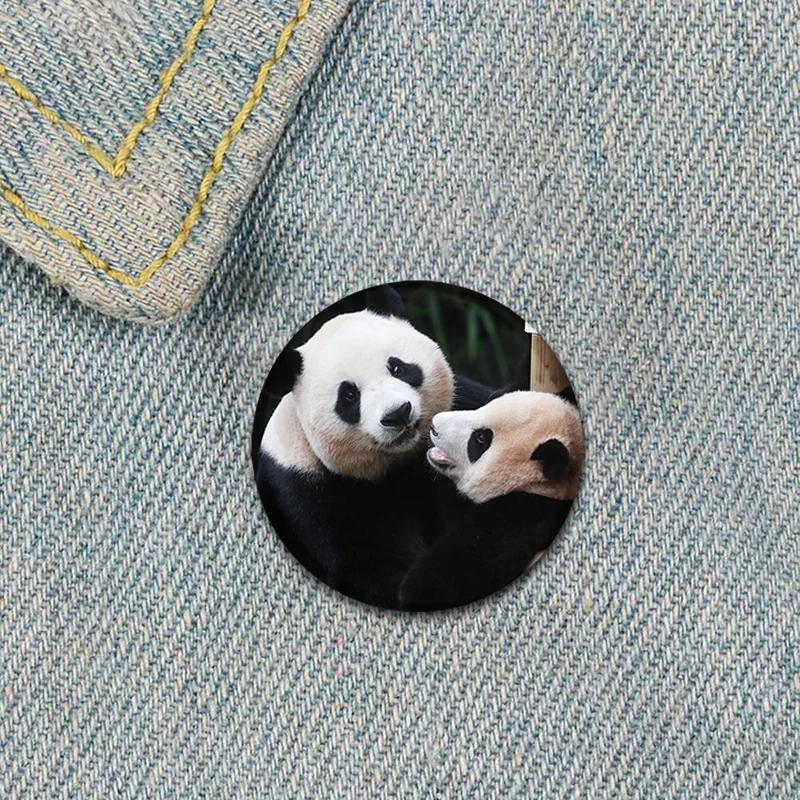 32/44/58mm Cute Chinese Giant Panda Brooches, Fubao/Lebao/Aibao Badge, Souvenir Collection Pins, Gift Accessory for Friends