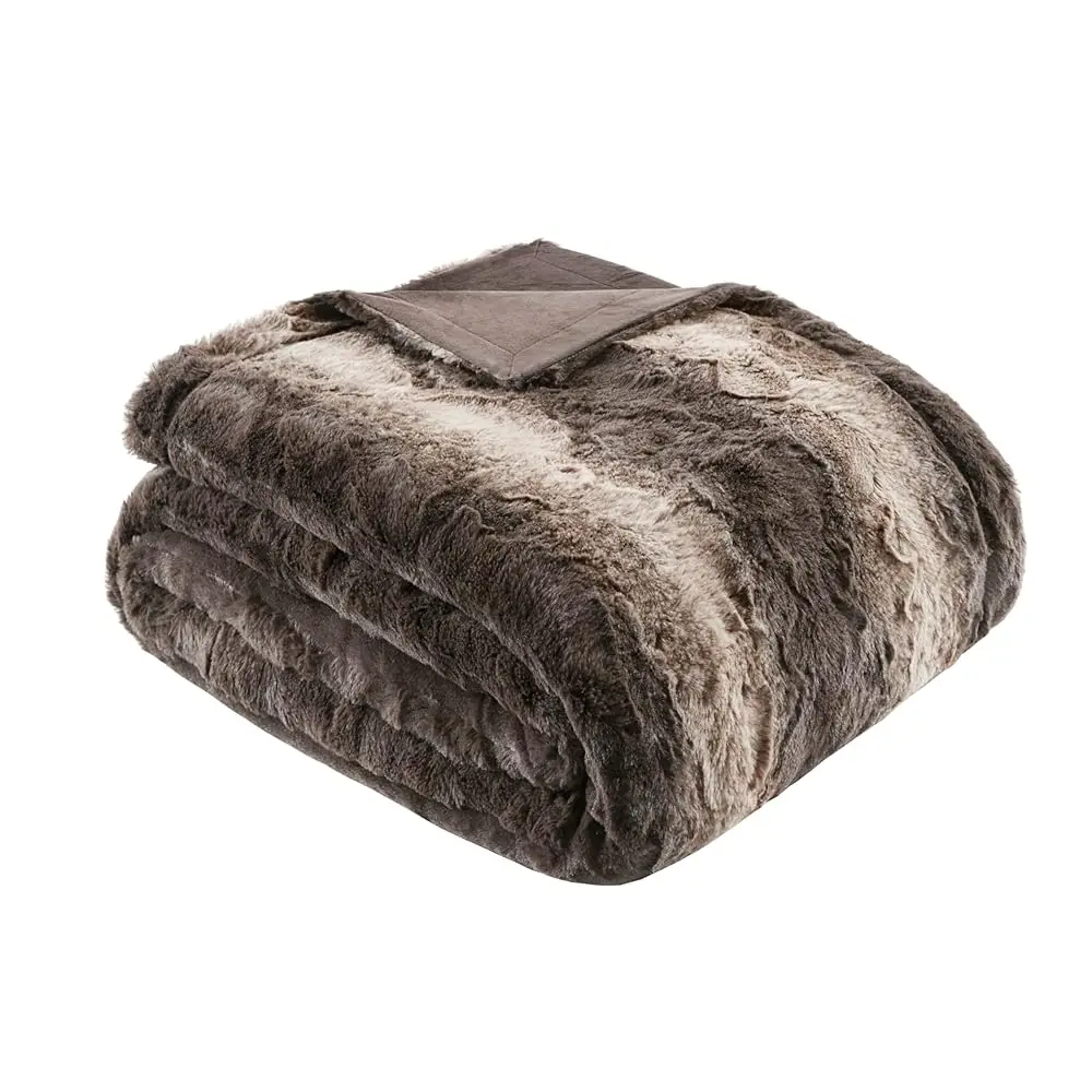 

Zuri Soft Plush Luxury Oversized Throw Animal Stripes Design, Faux Mink On The Reverse, Modern All Seasons Blanket For Bed,