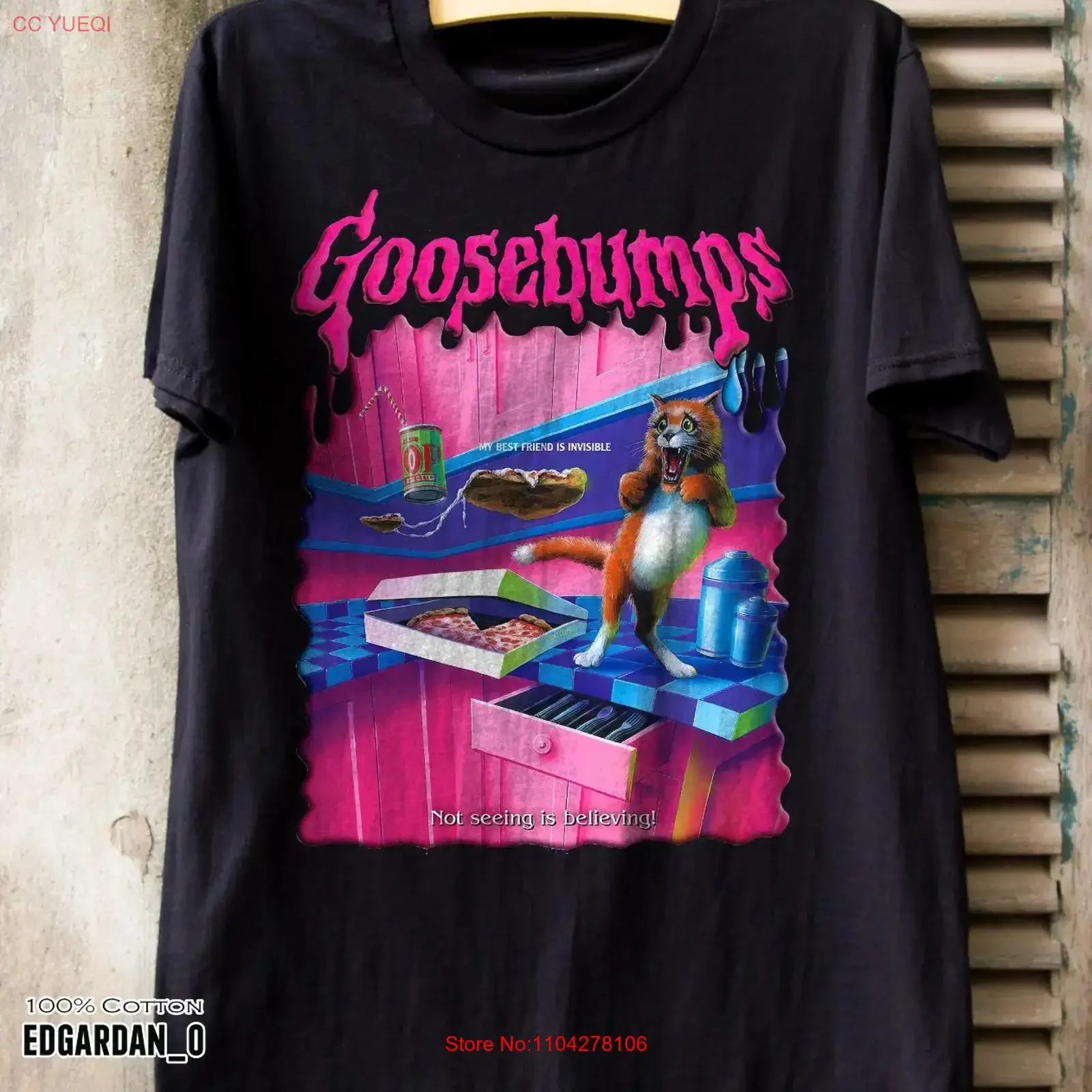 Goosebumps My Best Friend Is Invisible Black T shirt Size S 5XL vintage Washed Versatile Unisex Stylish Casual graphic fashion