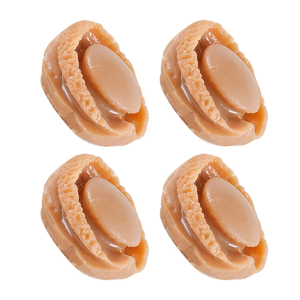 4Pcs Mini Abalone Food Exquisite Simulation Bright Color Vivid Design for Miniature Kitchen Scene Decoration Handmade Craft