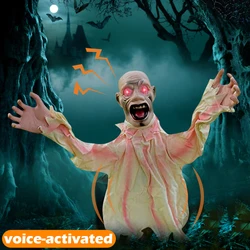 Halloween Decoration Scary Doll Ground Plug-in Large Swing Ghost Voice Control Decoration Horror Prop For Outdoor Garden Decor