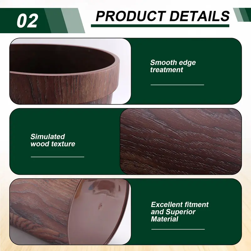 

A21I-Retro Creative Wood Grain Trash Can Household Living Room Kitchen Trash Can