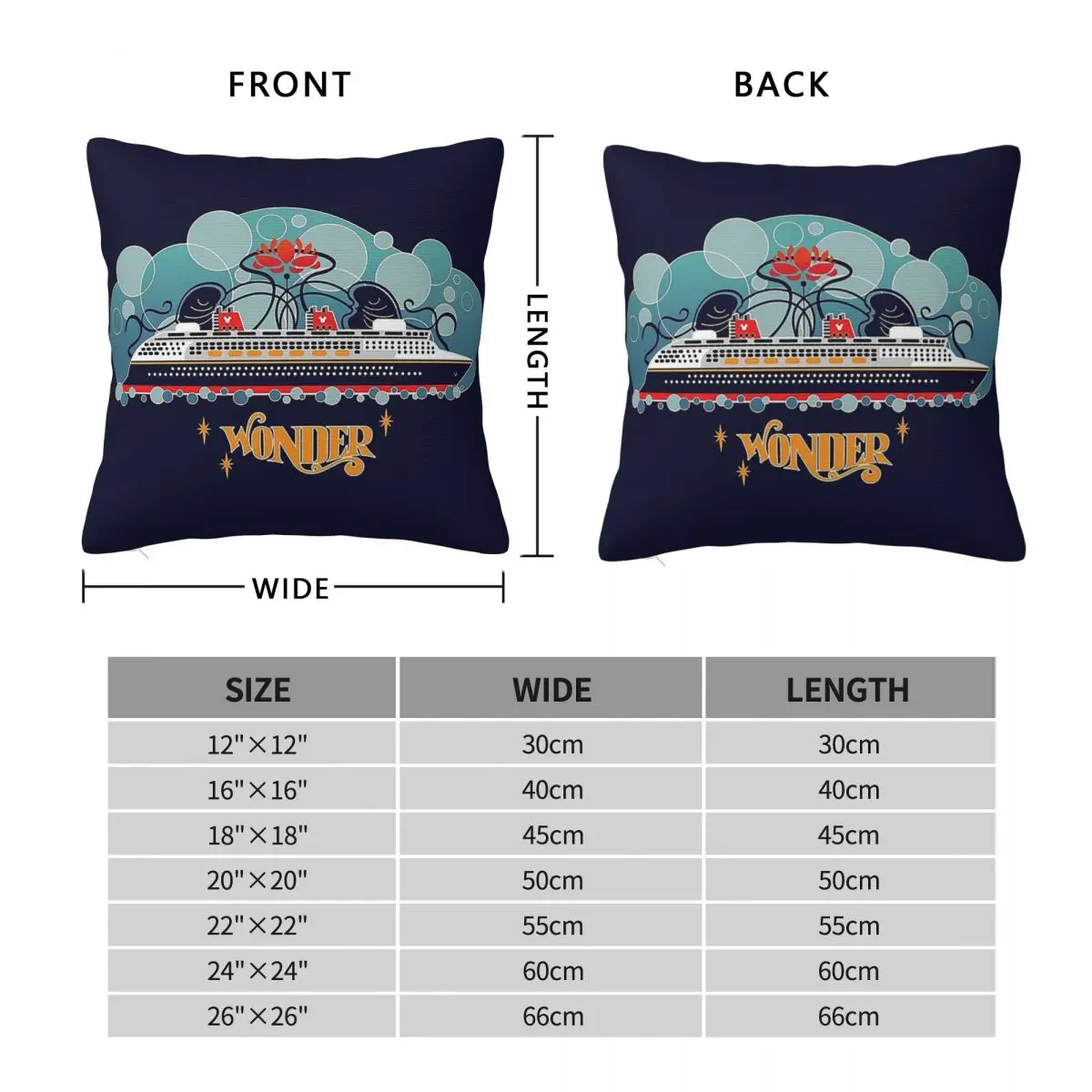 Wonder Of The Seas Square Pillowcase Polyester Linen Velvet Pattern Zip Decor Sofa Cushion Cover