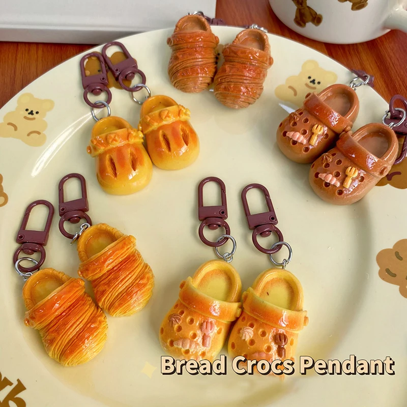 

1Pair Mini Bread Hole Shoe Keychain Cute Funny Simulation Slippers Keychain Creative Backpack Decoration Accessories Gifts