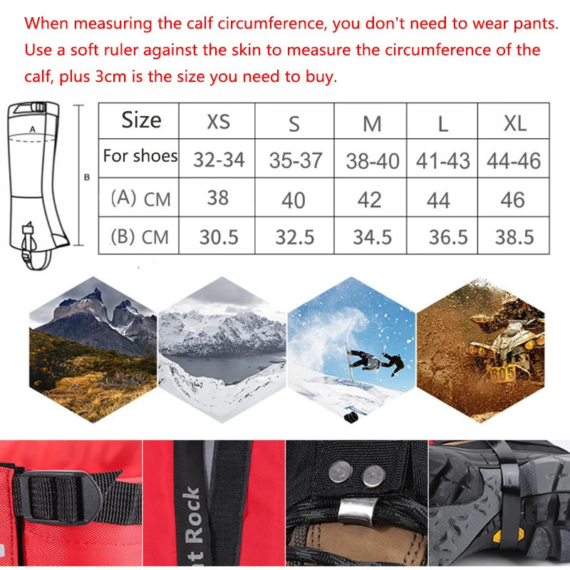 Outdoor Snow Leg Gaiters, Waterproof Hiking Boot Shoes Legging, Warmer Cover Ski Trekking Climbing, Tourist Camping, Hunting Ga