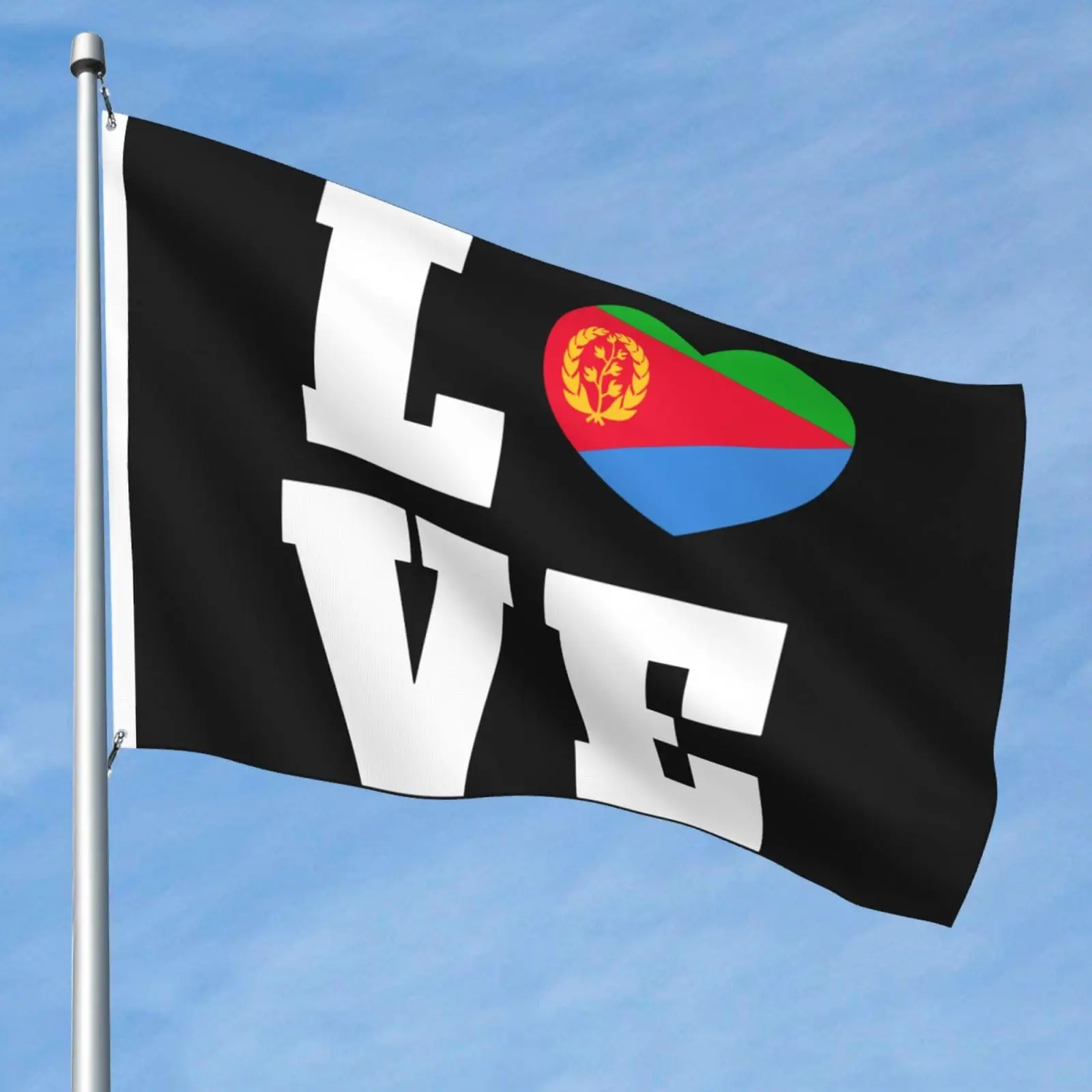 Directly Delivery 100% Polyester Love Heart Eritrea Flag