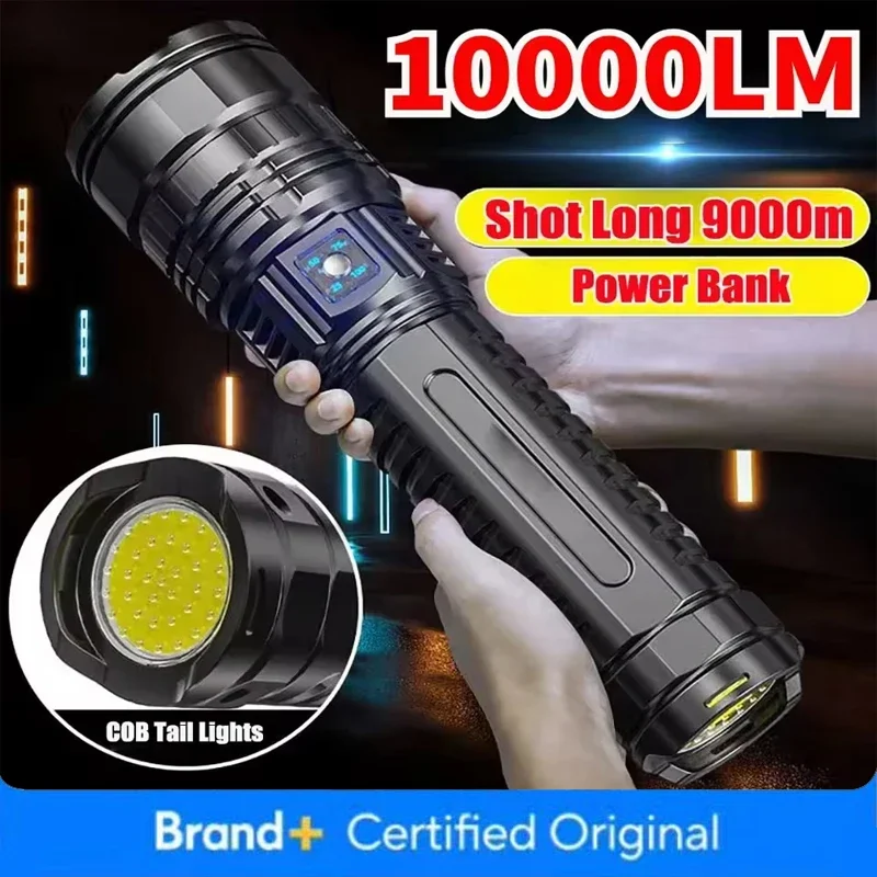 

Powerful Tactical White Laser Flashlight Built-in Battery Rechargeable LED Torch Waterproof Zoomable Camping Hunting Lantern Ama